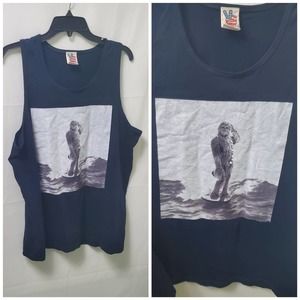 EUC! JUNK FOOD Navy Blue Cotton Tank Top w/ Chewbacca Star Wars Print Size Large